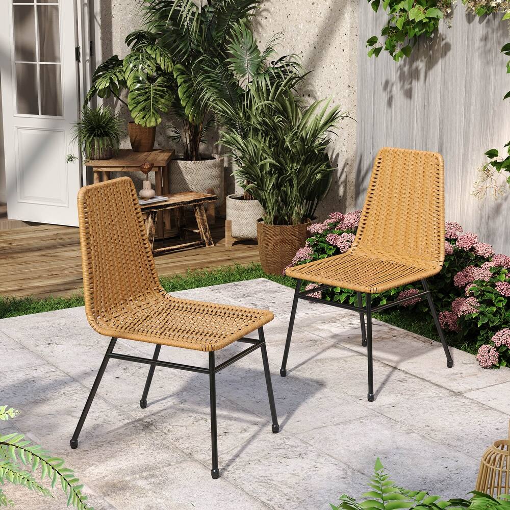 Madison Outdoor Rattan Dining Chair (Set of 2) by Christopher Knight Home