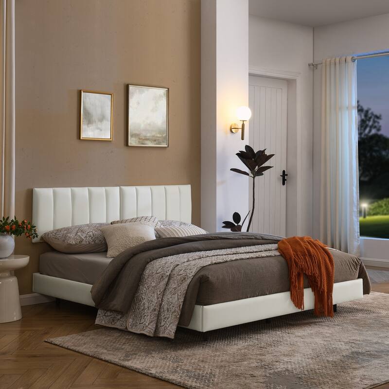 Queen Floating Bed Frame with LED Lights and Wall Mounted Headboard Low Profile Led Platform Bed Frame,No Box Spring Needed