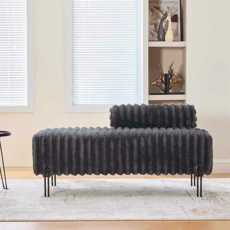 End of Bed Bench Window Ottoman Footrest with Adjustable Back for Living Room Bedroom Entryway Hallway Small Space