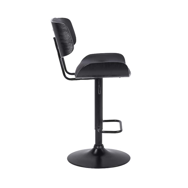 Black Fabric Adjustable Swivel Bar Chair with Low Back and Footrest - 22” D x 20” W x 46” H