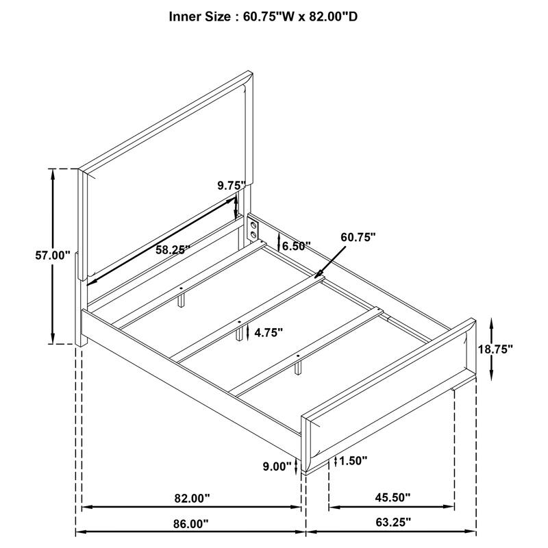 Gracemont 57-inch Panel Bed Grey and White