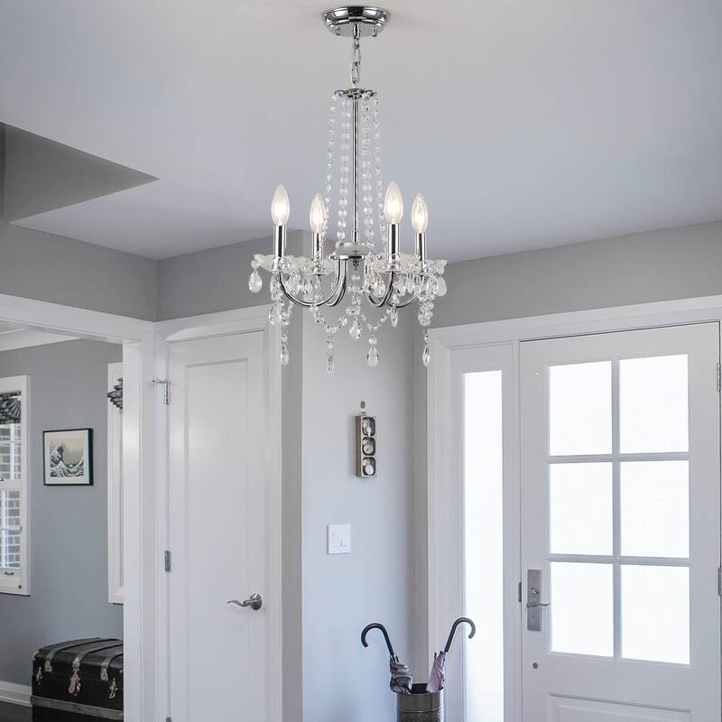 4-Light Candle Style Chandelier, Classic Crystal Chandelier, Traditional Chandelier with Crystal Accents for Living Room Bedroom