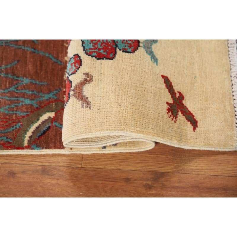 Animals Design Kazak Foyer Rug Handmade Traditional Beige Wool Carpet - 2'0" x 3'0"