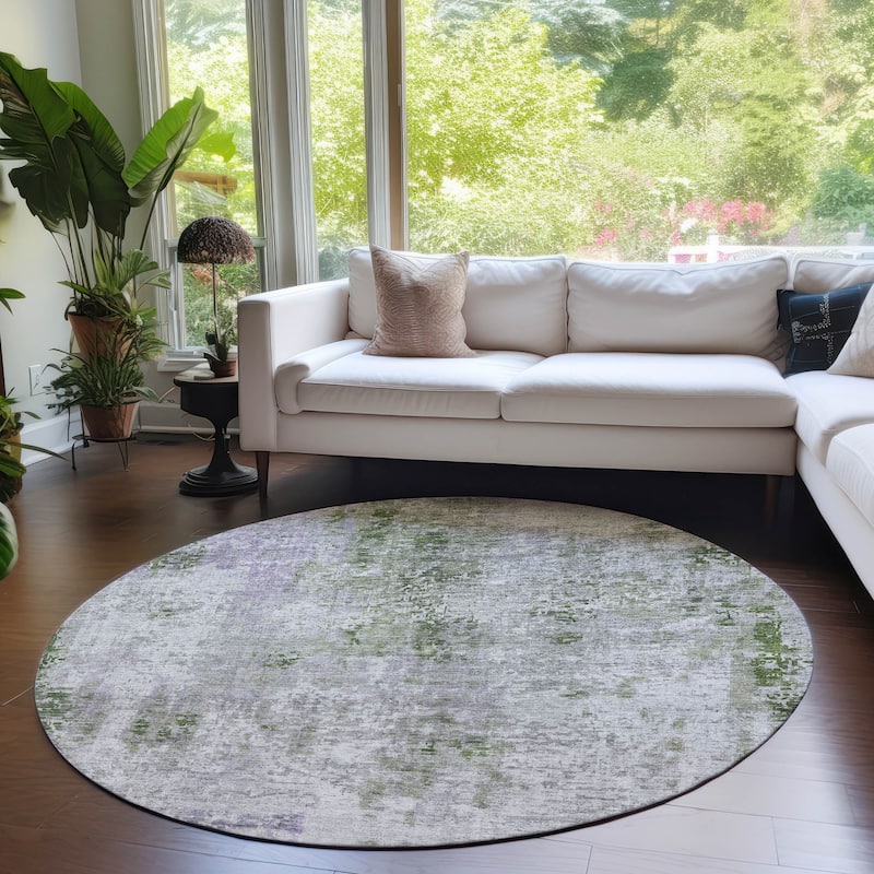 Machine Washable Indoor/ Outdoor Chantille Abstract Modern Rug