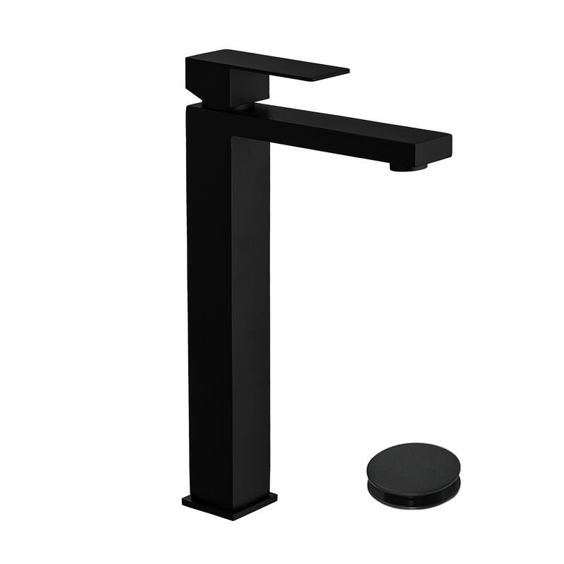 Topcraft Stainless Steel Single Handle Bathroom Sink Faucet - Matte Black