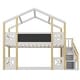 preview thumbnail 5 of 9, Twin over Twin House Shaped Bunk Bed with CPC and White Storage Staircase, Wooden House Bed with Blackboards & Roof - White