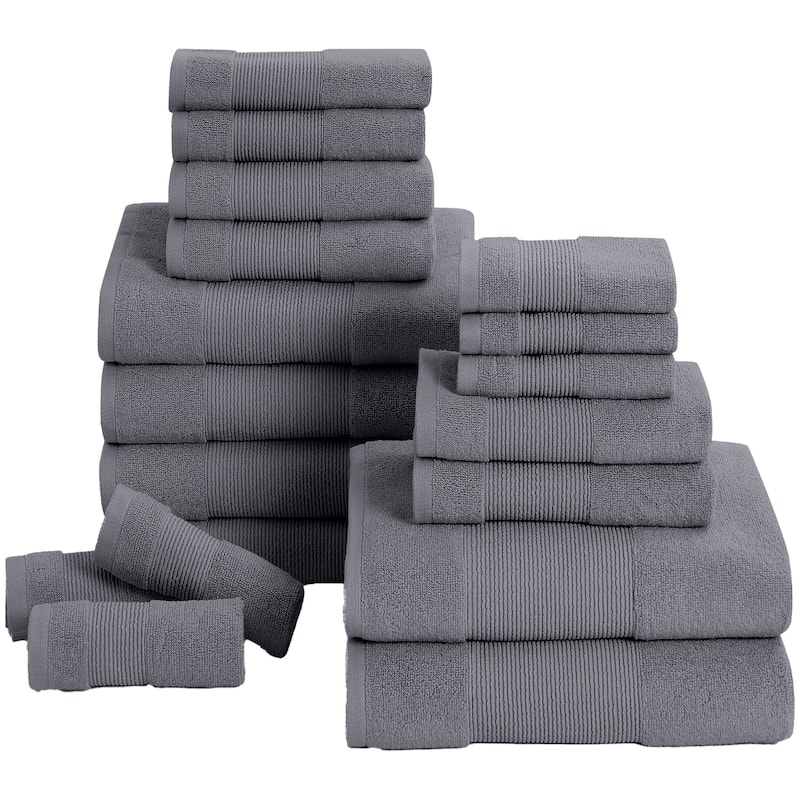 Modern Threads Air Cloud 18-Piece Bath Towel Set - Charcoal