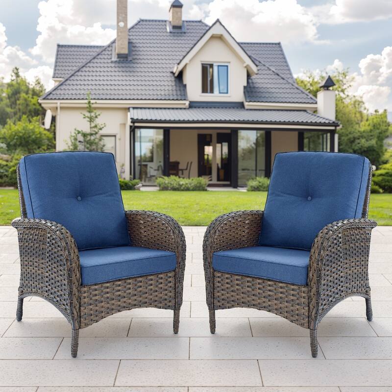 Gymojoy Stylish High Back Outdoor Wicker Dining Chairs Set of 2