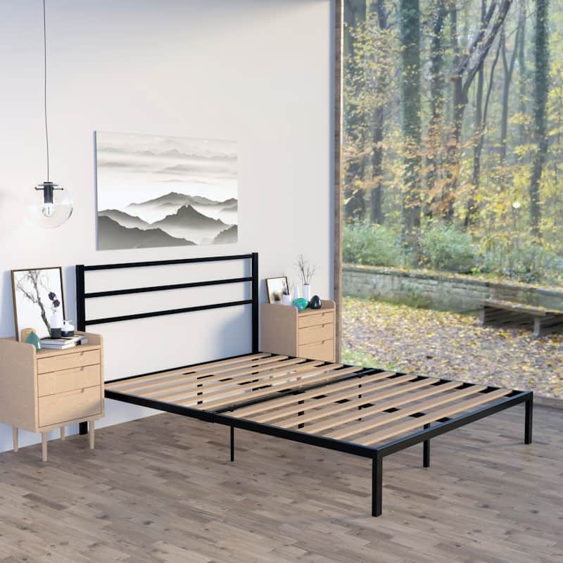 Vintage Style Black Metal Bed Frame Metal Bed Set,Heavy Duty Steel