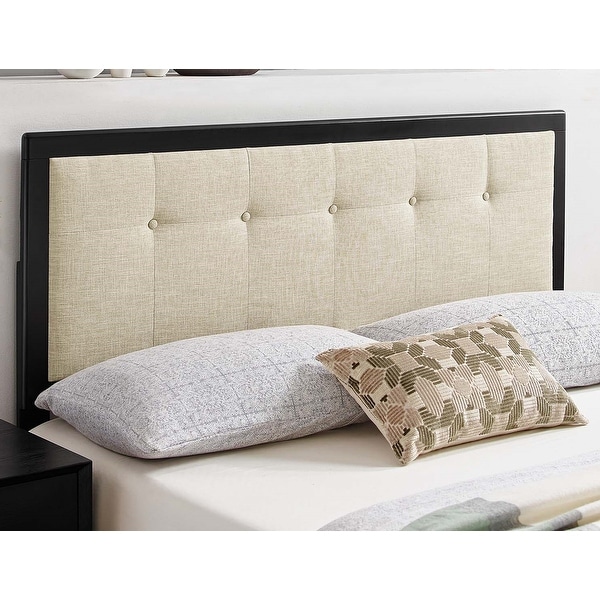 Black and wood store headboard