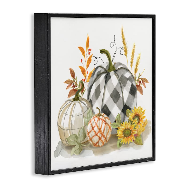 Stupell Patchwork Patterned Pumpkins Fall Harvest Still Life Framed Wall Art
