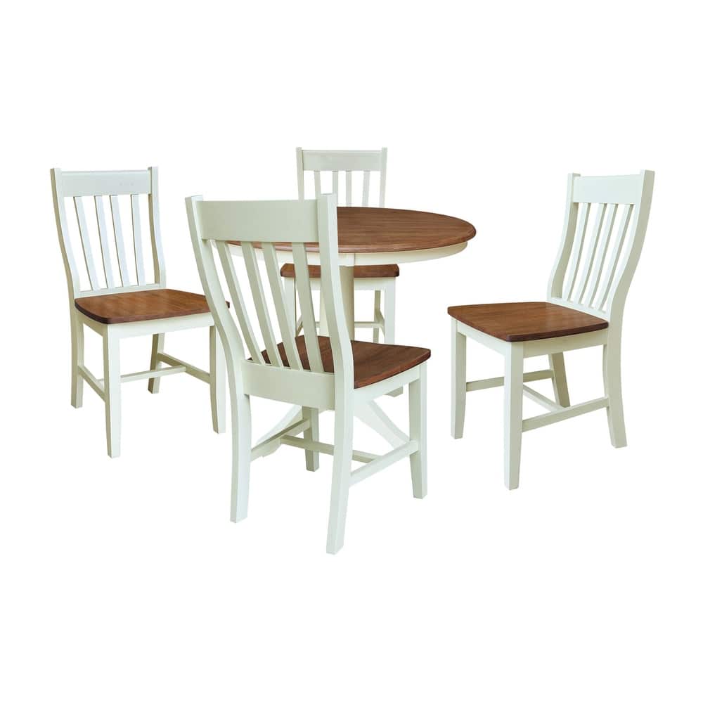 36" Round Pedestal Dining Table with Cafe Chairs