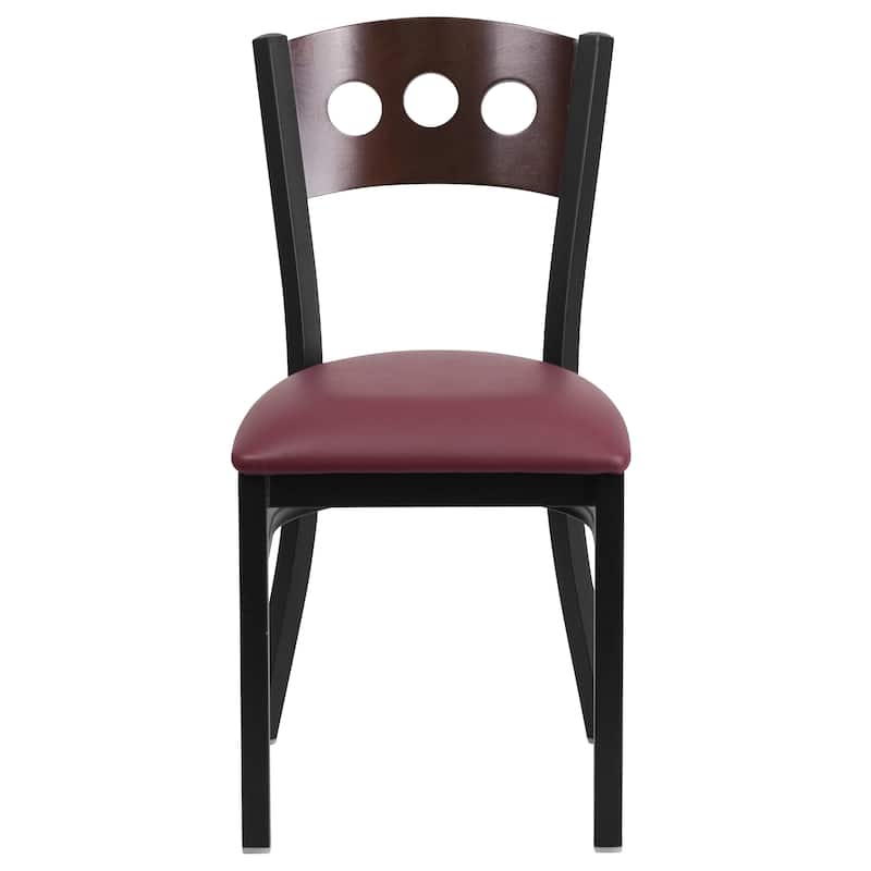 Black Decorative 3 Circle Back Metal Restaurant Chair - 17"W x 21"D x 32"H