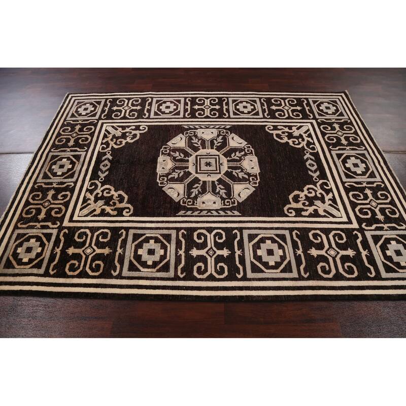 Vegetable Dye Gabbeh Kashkoli Wool Area Rug Hand-knotted Office Carpet - 5'7" x 7'9"