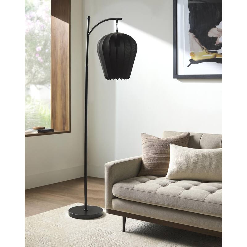 Livabliss Cayo Modern Task Floor Lamp - 62"H x 19"W x 12"D - Black