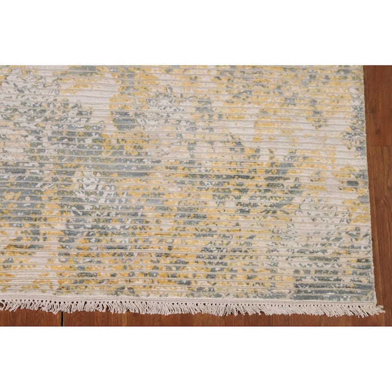 All-Over Striped Abstract Area Rug Handmade Wool Carpet - 5'6"x 7'6"
