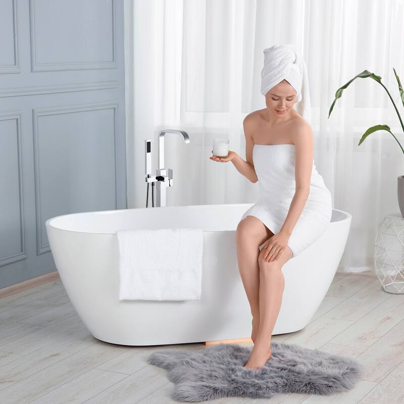 WOWOW Waterfall Single-Handle Freestanding Tub Faucet with Hand Shower