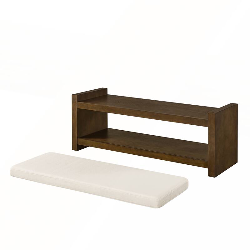 47in Accent Bench with Lower Shelf Shoe Rack
