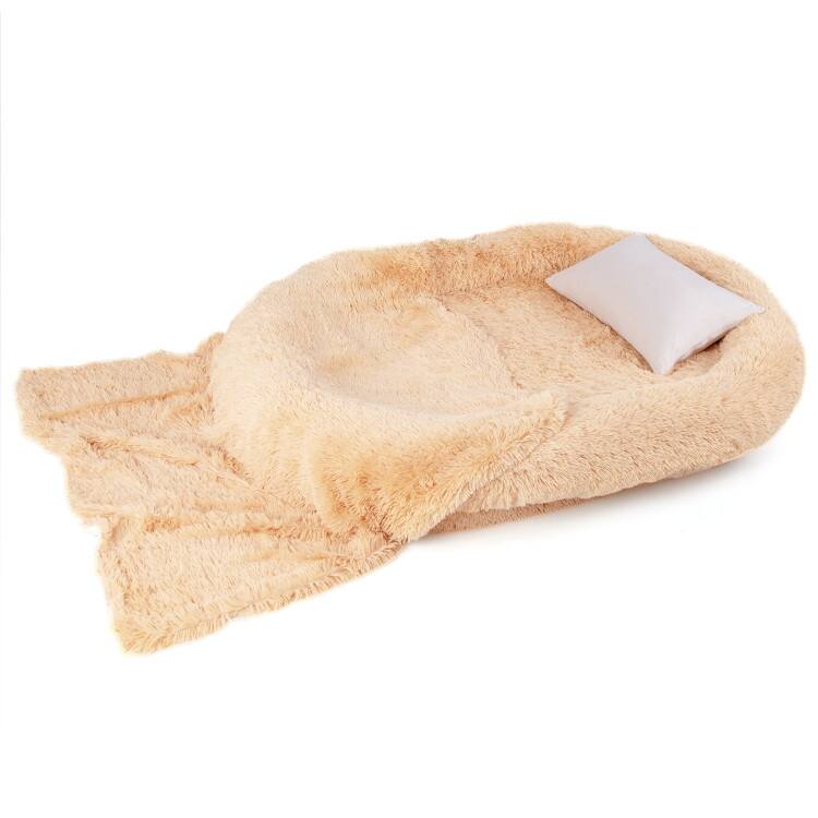 Washable Fluffy Human Dog Bed with Soft Blanket and Plump Pillow - 68" x 46" x 10" (L x W x H)