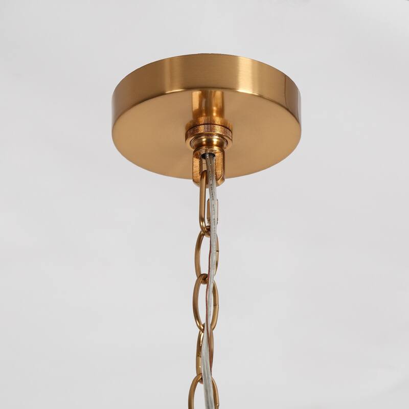 Modern Gold 4-Light Lantern Chandelier Dimmable Pendant for Kitchen Island Foyer - Brass Gold - 15.7"Dx20.9"H