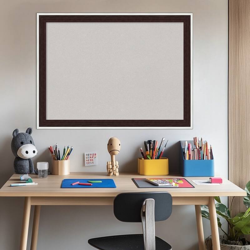Maya Espresso Silver Framed Cork Board - Bulletin Board, Organization Board, Pin Board