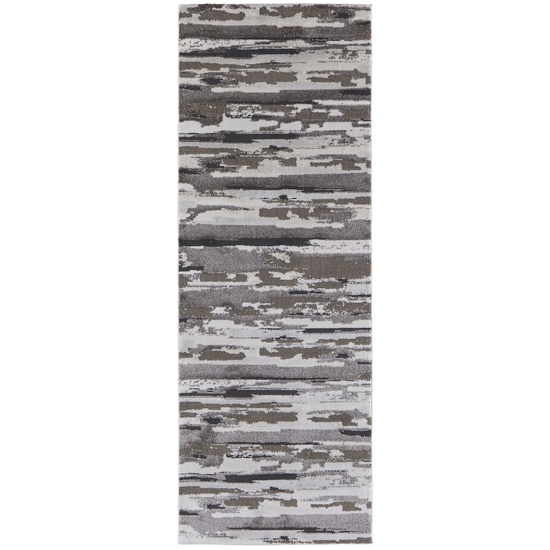 Grand Bazaar Kayden Machine Made Abstract Modern Area Rug - 2'10" x 7'10" - Brown/Ivory