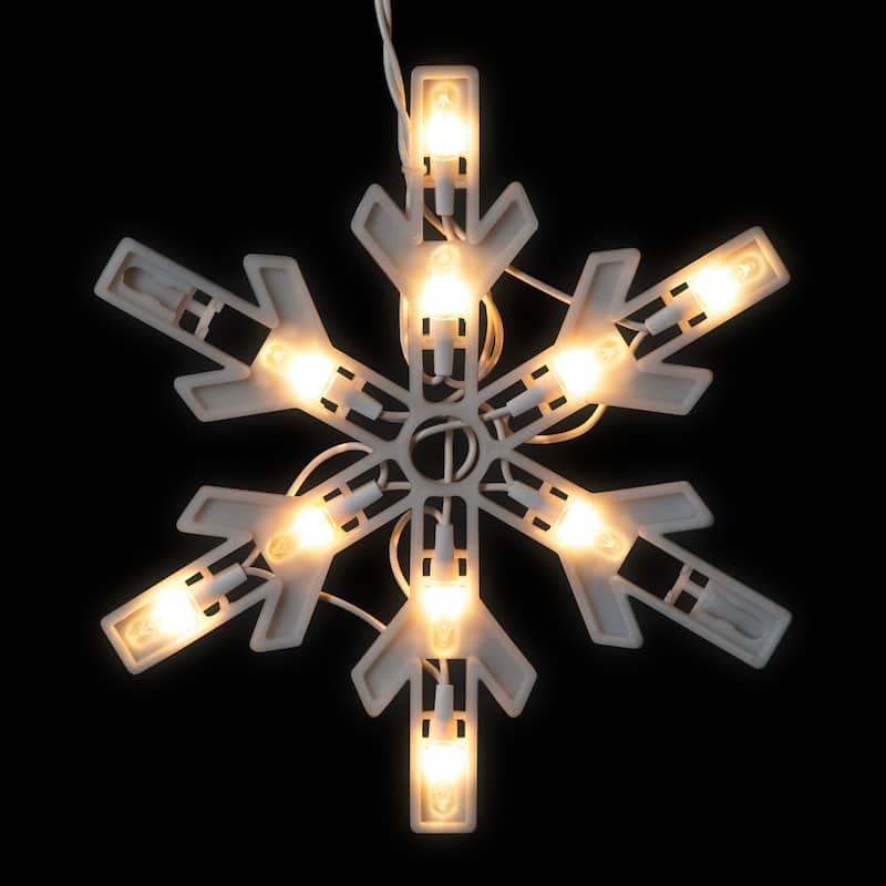 100 Clear Twinkling Snowflake Icicle Christmas Lights - 8.6 ft White Wire