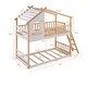 preview thumbnail 5 of 7, Beige Twin Over Twin Wood Bunk Bed with Storage