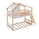 preview thumbnail 5 of 16, Twin Over Twin Bunk Bed Wood House Bed with Ladder and Storage Rack
