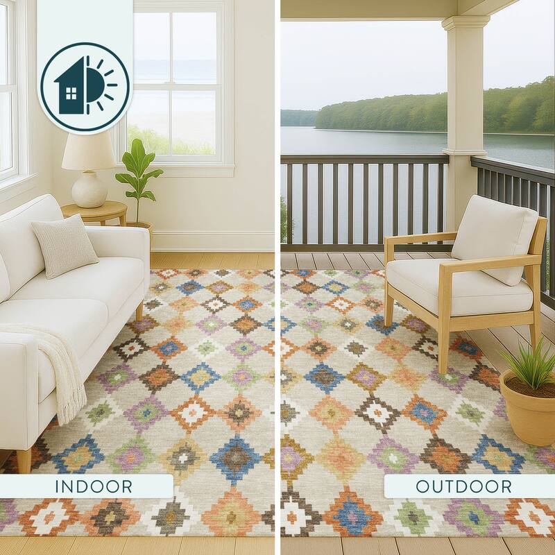 Machine Washable Indoor/ Outdoor Global Ahmet Chantille Rug