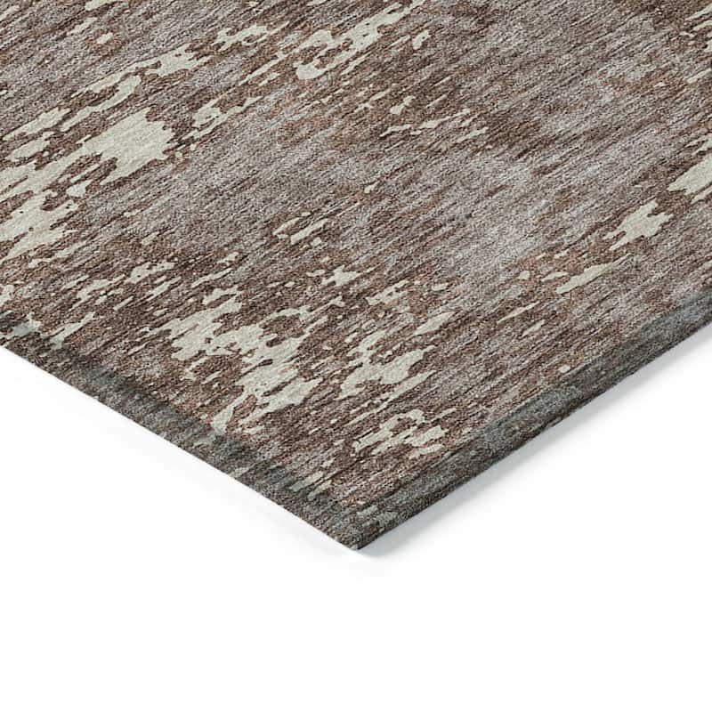 Machine Washable Indoor/ Outdoor Abstract Pixels Chantille Rug