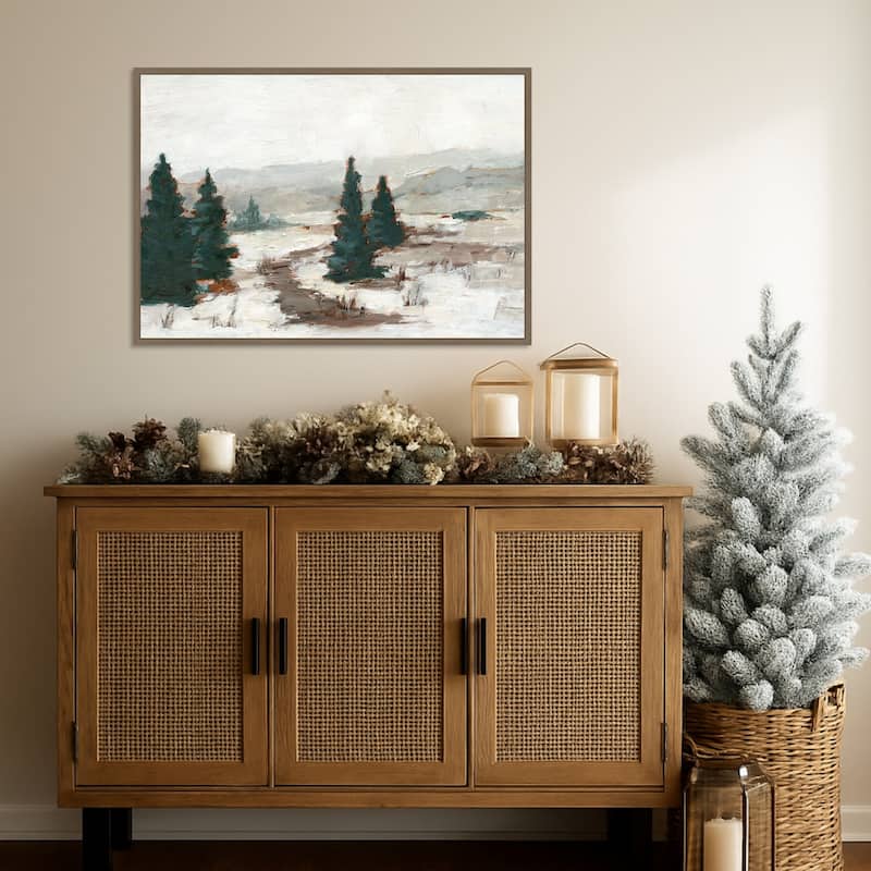 Melting Snow I by Ethan Harper Framed Canvas Wall Art Print - Sylvie Dark Gold