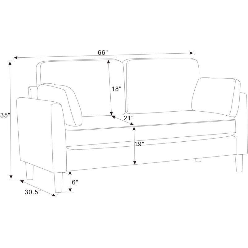 2-Seater Khaki Polyester Sofa