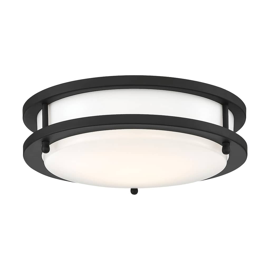 Glamour LED 10 inch Flush Mount Fixture Black Finish CCT Selectable 3K/4K/5K - Matte Black