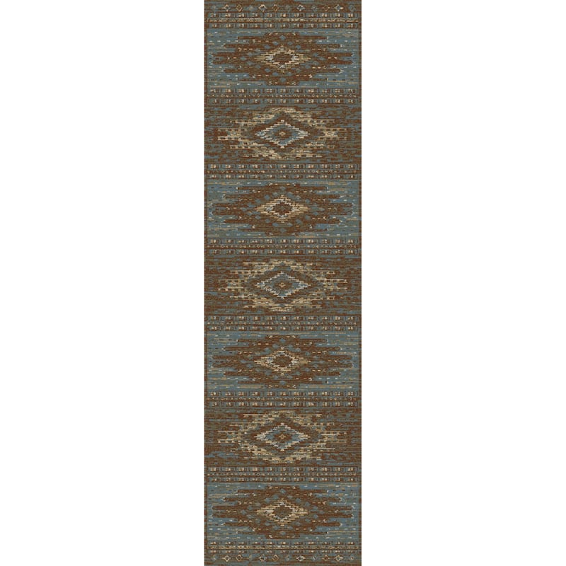 Lodge King Diamond Head Southwestern Lodge Area Rug - 2'3"x7'7" - Blue