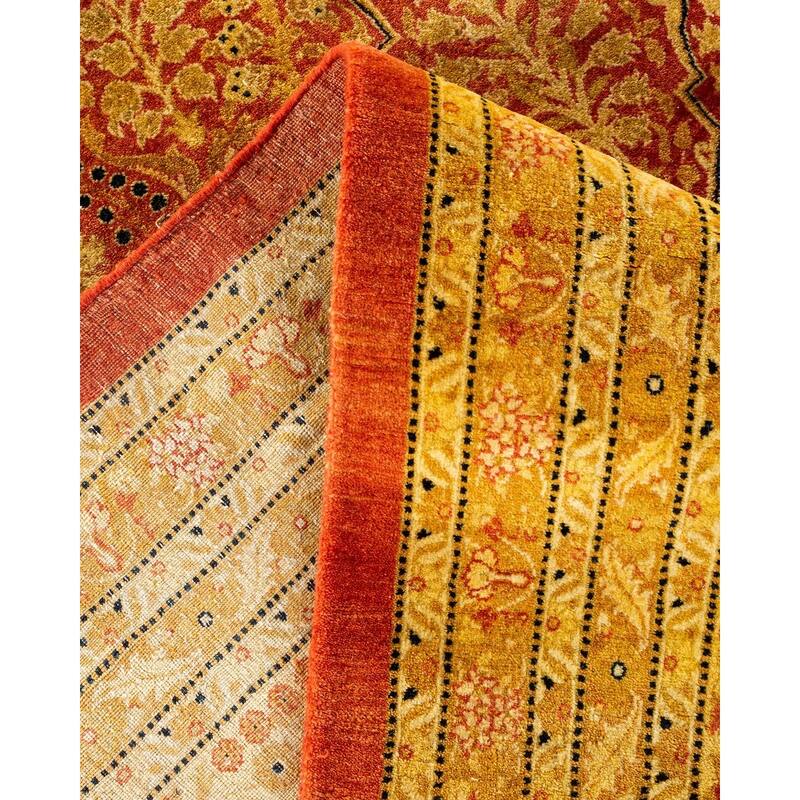 Overton Handknotted Wool Vintage Inspired Traditional Mogul Orange Area Rug - 18' 7" x 11' 10"