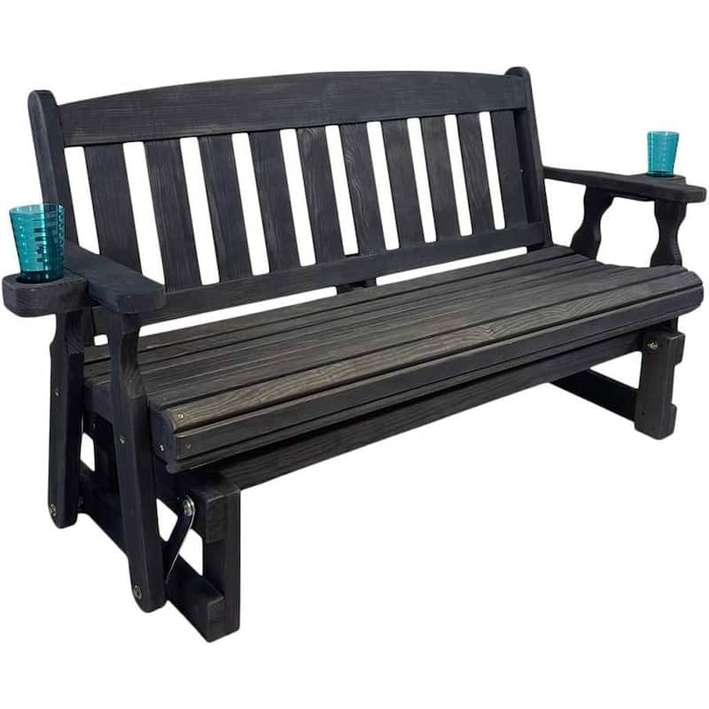 4ft Wooden Porch Glider Bench with Smooth Gliding Motion and Rolled Seat for Comfort Seating - 28"D x 51"W x 36"H