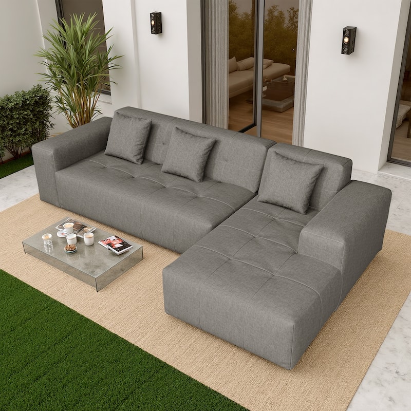 Outdoor No Assembly Patio Sofa with Chaise