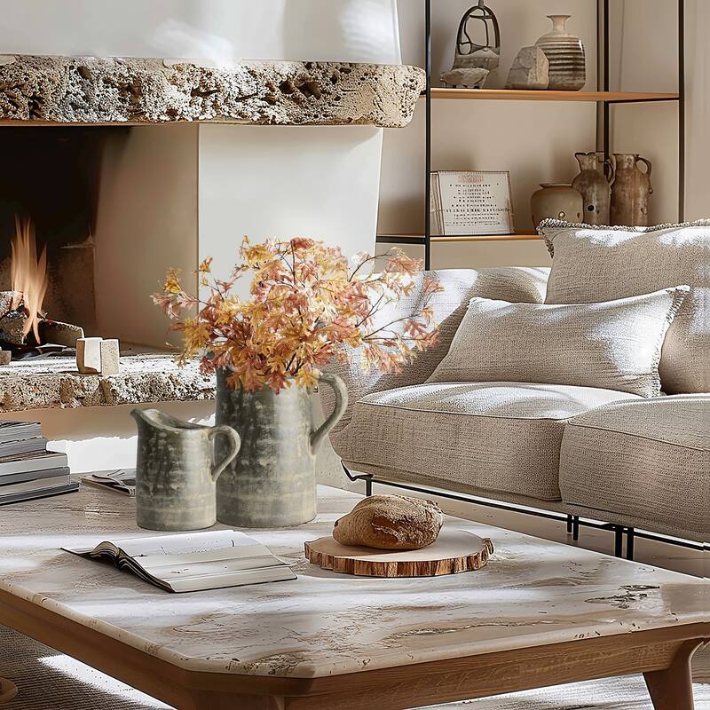 2-Piece Rustic Farmhouse Pitcher Terracotta Vase Set