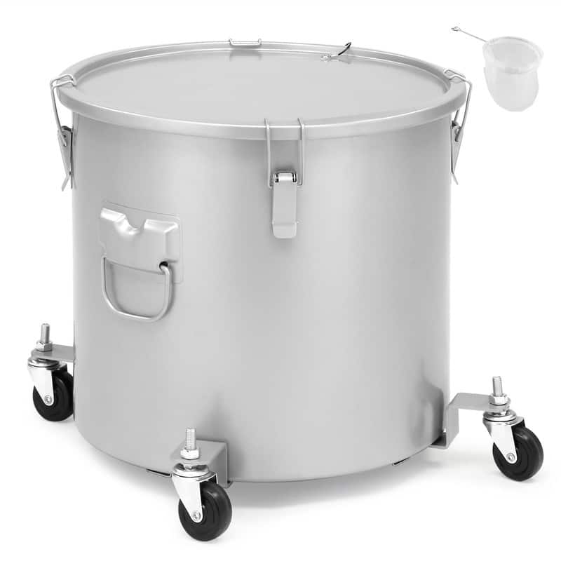 10 Gallon Fryer Oil Disposal Carbon Steel Fryer Grease Bucket With Caster Base - N/A