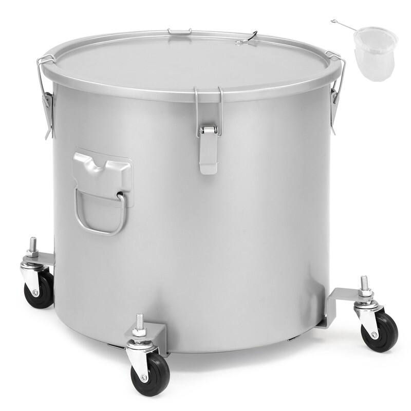 10 Gallon Fryer Oil Disposal Carbon Steel Fryer Grease Bucket With Caster Base - N/A - Silver