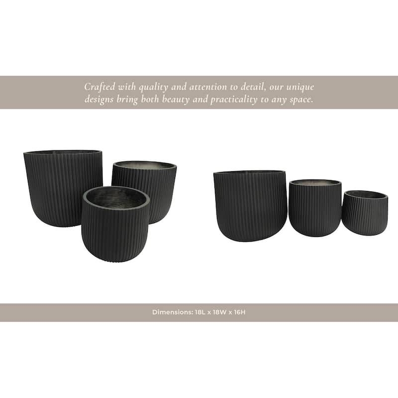 Polyresin Planter Carved Sculptural Design Decorative Pots (Set of 3) - 18" x 18" x 16"
