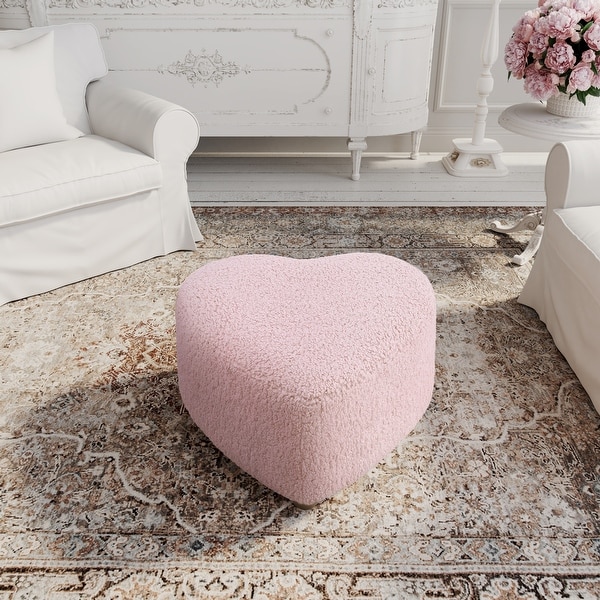 Alyna Sherpa Upholstered , Heart Shape Ottoman For Living
