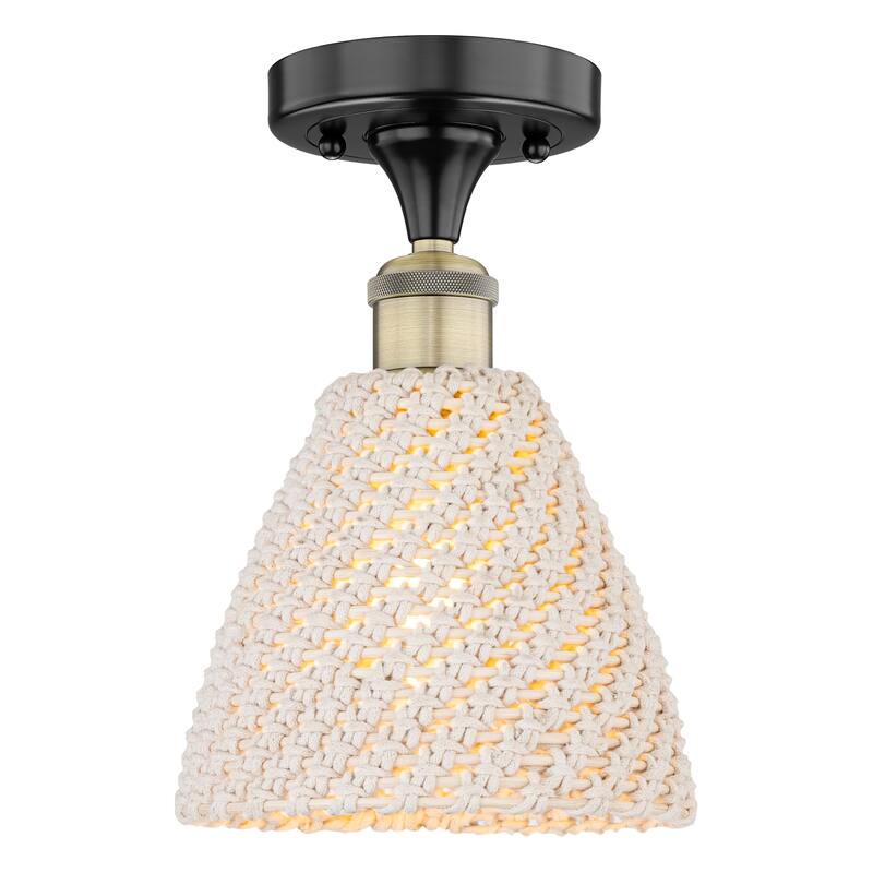 Innovations Lighting Endless Possibilities Edison - Bristol Natural - 1 Light 8" Semi-Flush Mount - Black Antique Brass