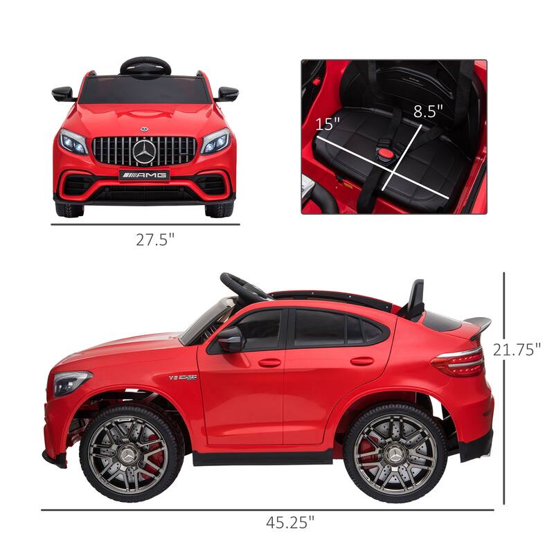 Ride on Sports Car with Seat Belts, Red Parent Remote Electric Car for Kids, Electric Vehicle Toy with Steering Wheel