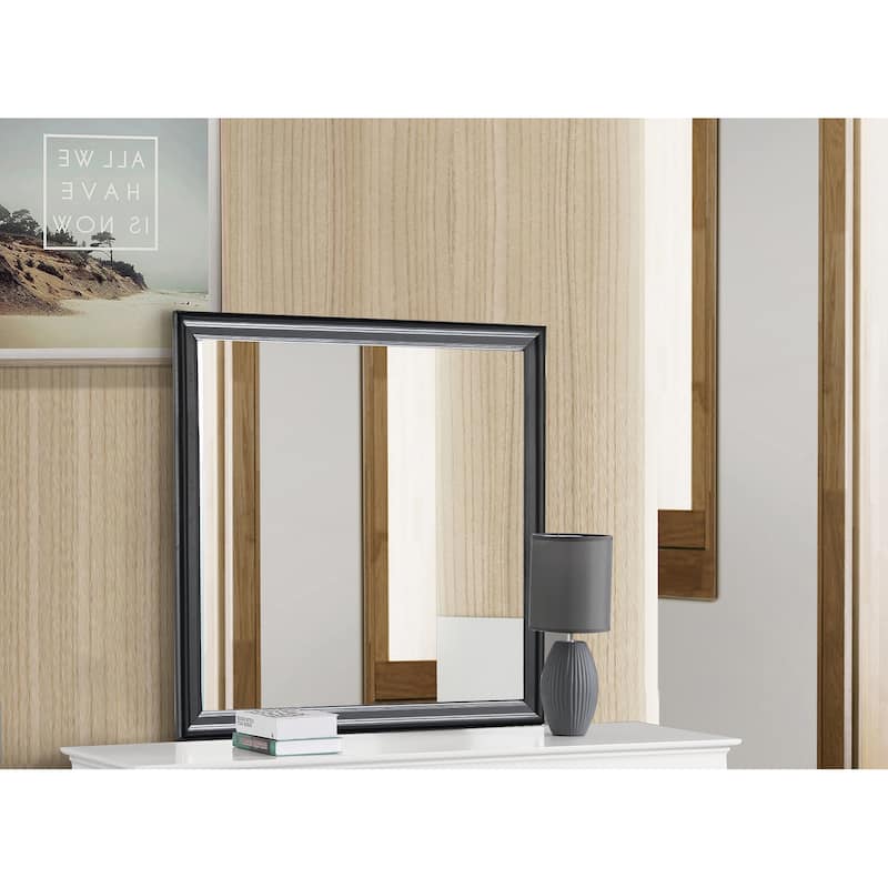 Wooden Framed Square Dresser Wall Mirror - 38" - Black
