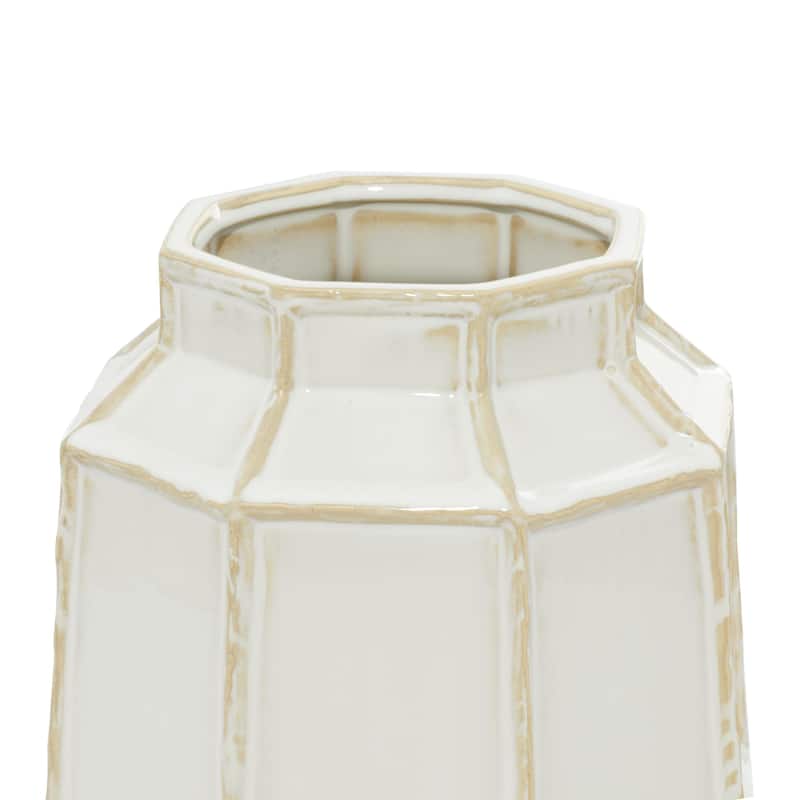 Ceramic Handmade Vase - White - Roche River Decor - 8"W x 8"L x 9"H
