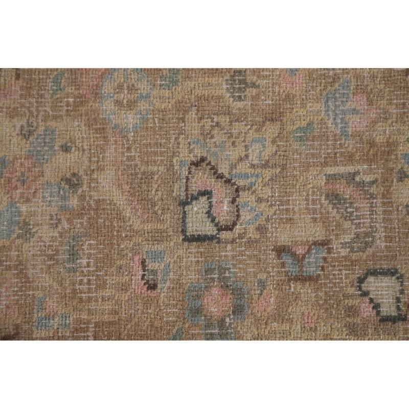 Hand Knotted Oriental 100% Wool Carpet Traditional Floral Yellow & Gold Mashad Area Rug - 11' 11'' X 9' 5''