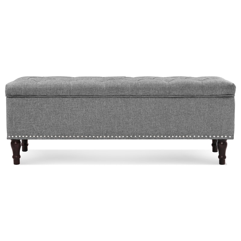 Tufted Storage Bench, Upholstered Ottoman with Storage for Bedroom - 50.8" W X 17.1" D X 18.3" H