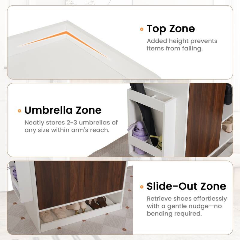6-Tier Shoe Storage Cabinet with Slide Out Shelf and Umbrella Stand